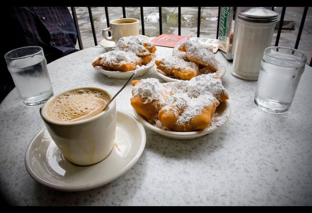 Coffee with beignet's at Cafe Du Monde