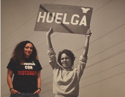 Michelle Tovar during her LMSP fellowship in 2015, viewing the Dolores Huerta exhibition at the National Portrait Gallery