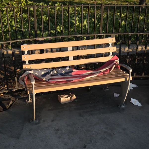 untitled (flag draped over bench) thumbnail