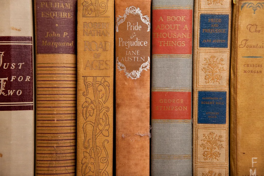 Pride and Prejudice among other vintage hardcover books