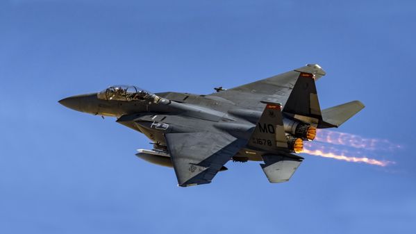 USAF F-15E participating in Red Flag exercise at Nellis AFB, Las Vegas Nv. thumbnail