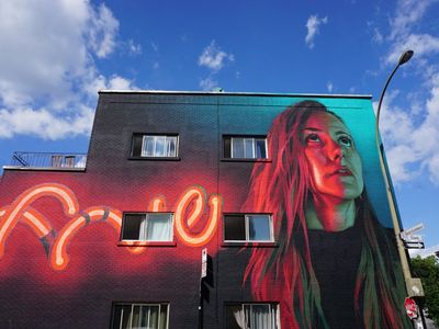 A new mural by the artist Five8 created for June's MURAL Festival in Montreal.