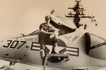 Though that isn’t his name on the Skyhawk pictured, this is indeed a photo of the author taken aboard the USS John F. Kennedy in 1969.