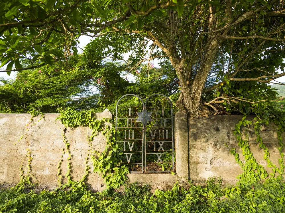 The entrance gate to the Jewish cemetery on St. Eustatius