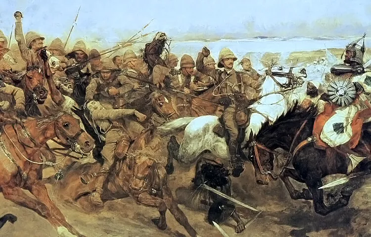 An image of a painting of the Battle of Omdurman, which led Sudan to be under British rule