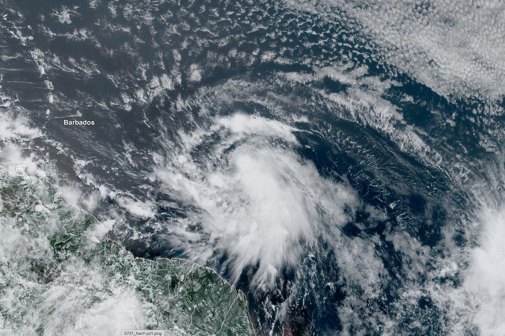 Hurricane Elsa before downgrading to a tropical storm near Barbados