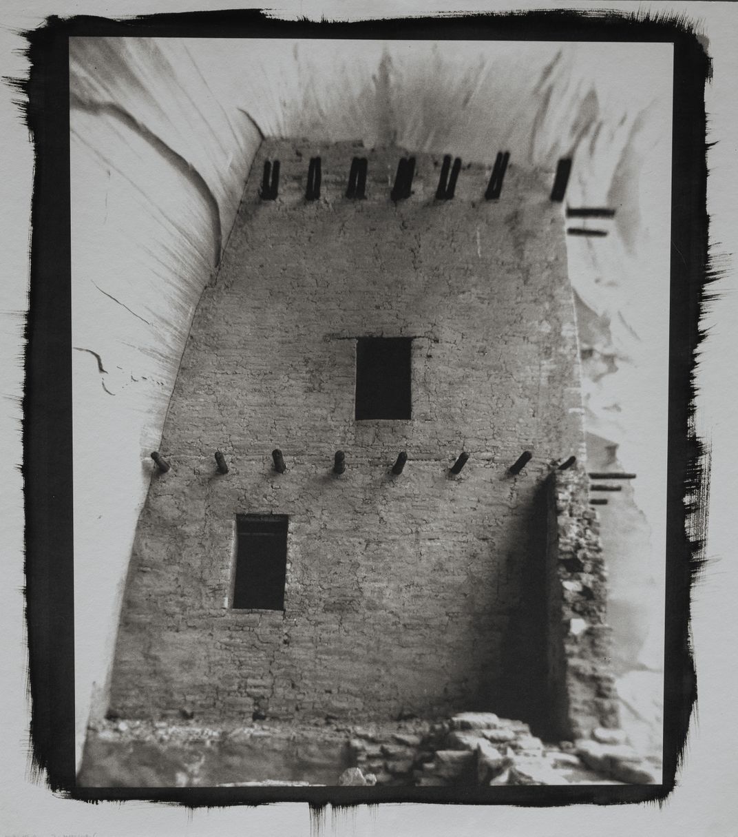 The tower at Tse Yaa Kin, on a platinum-palladium print, and shot on Belger's homemade camera.