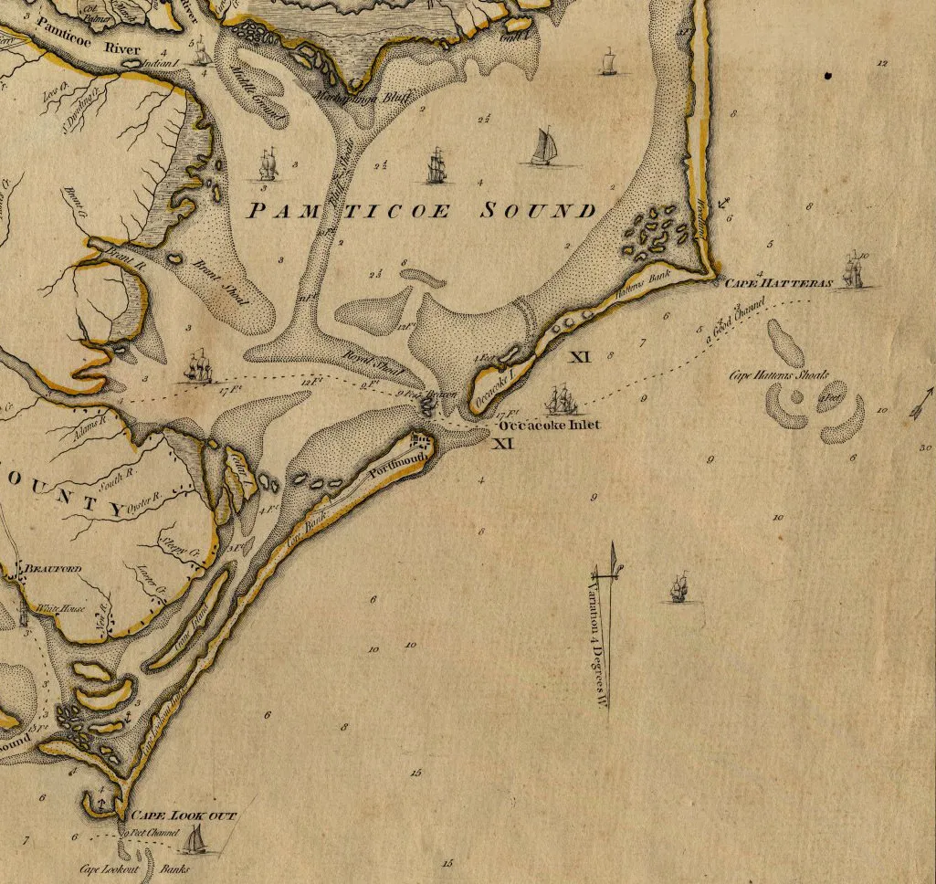 A map of the Ocracoke inlet, circa 1775