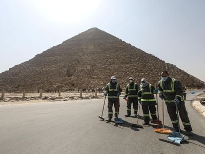 With pyramids closed to visitors, workers are deep cleaning the structures.