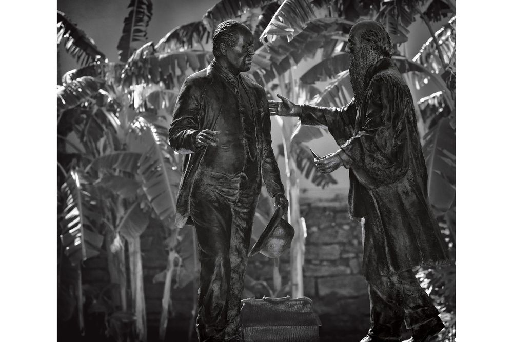 OPENER - The statue Sons of St. Augustine imagines a warm encounter between Alexander Darnes, a physician, and Edmund Kirby Smith, the Confederate general who had enslaved him.