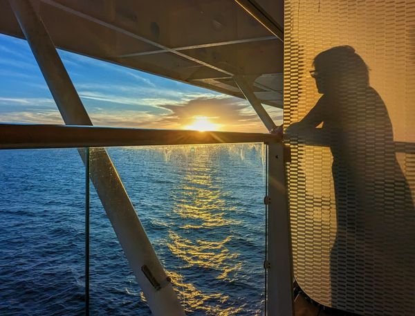 Enjoying Sunrise on a Cruise  Ship Balcony thumbnail