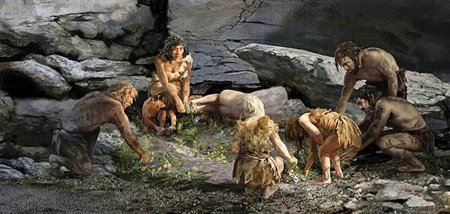 Neanderthal burial scene