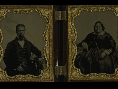 A double ambrotype portrait of Albro Lyons, Sr. and Mary Joseph Lyons