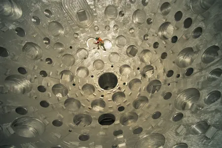 "Today we can use light to create an artificial sun on Earth, if only for a split-second," writes Steven Johnson. Here, Vaughn Draggoo examines a test site for light-induced nuclear fusion at the National Ignition Facility in Livermore, California.