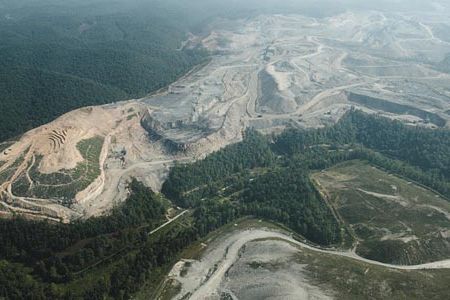 Mountain operations, like the Hobet 21 mine near Danville, West Virginia, yield one ton of coal for every 16 tons of terrain displaced.