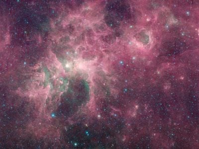One small chunk of one small slice of one portion of the absolutely massive photo of the Milky Way captured by the Spitzer Space Telescope. 