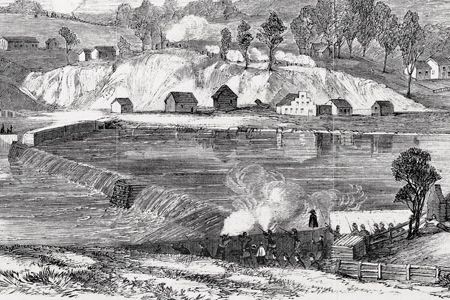 Confederate Gen. Thomas “Stonewall” Jackson’s men drew Union fire in an attempt to destroy a Potomac River dam.