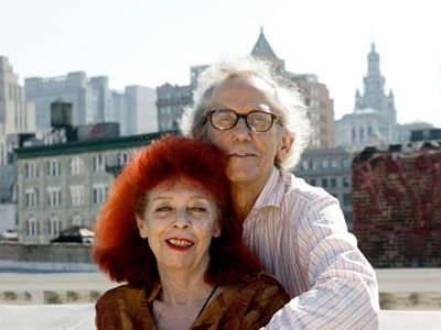 Installation artists Christo and Jeanne-Claude.  Together they built "Running Fence", a 24.5-mile fabric divide through Northern California.
