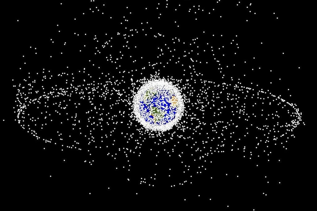 A computer-generated image representing space debris