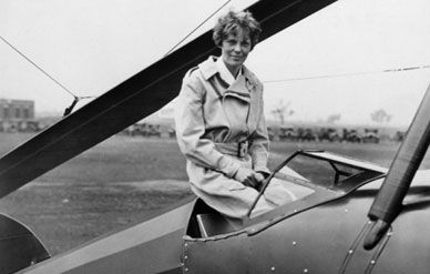 Earhart poses in a Pitcairn PCA-2 Autogiro in 1931.
