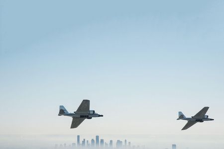 NASA’s WB-57s once served in the U.S. Air Force. Now they serve science. Here, the fleet flies over Houston in 2015.