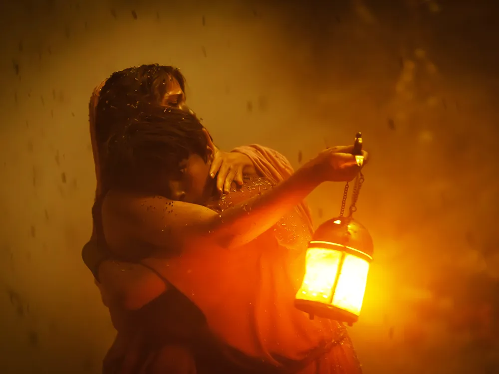 Felicio and his mother in "Pompeii: Out of Time With Tom Hiddleston"
