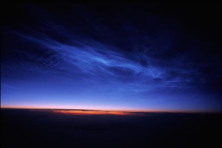 Noctilucent clouds.