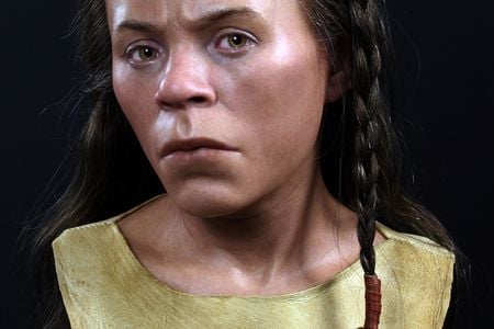 In Oscar Nilsson&#39;s reconstruction, the Upper Largie Woman looks skeptically at viewers.