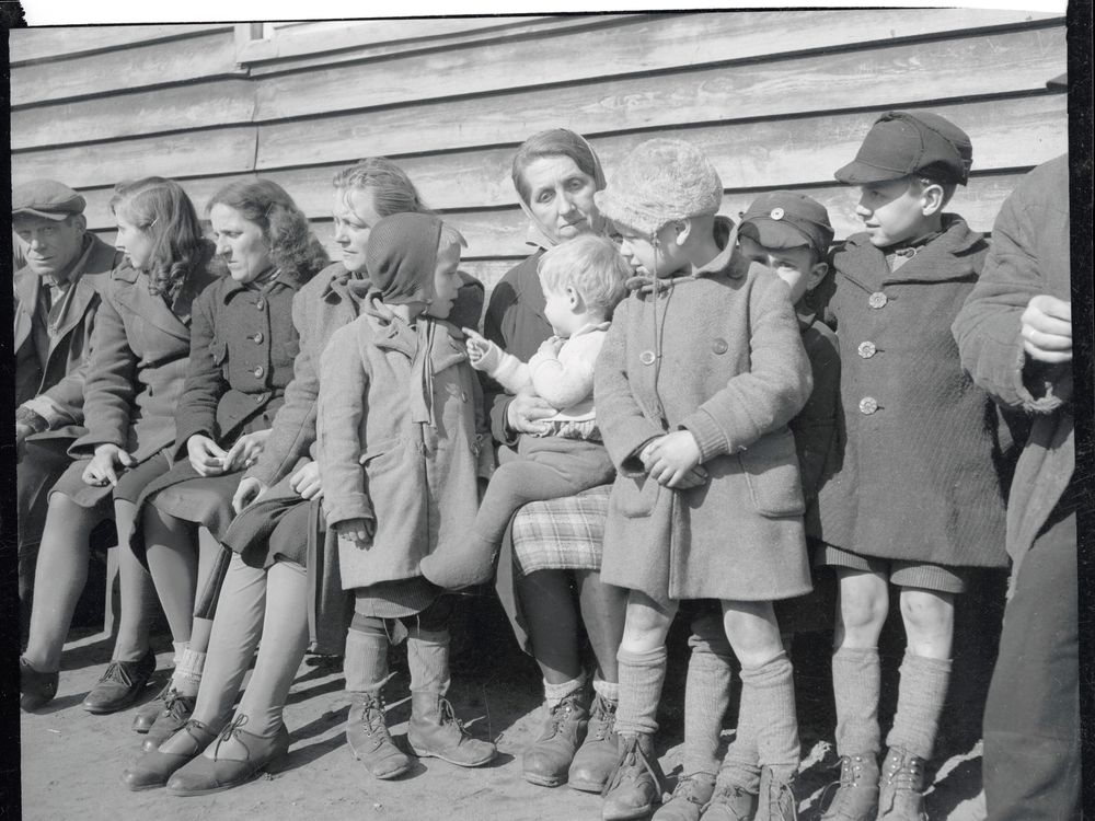 Mother and eight children at displaced persons camp