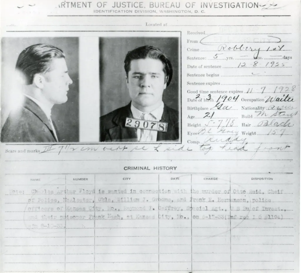 Floyd's 1928 prison record