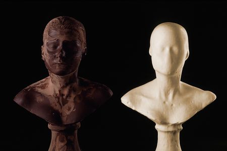 Lick and Lather, 1993, two self-portrait busts: one chocolate and one soap is currently on view at the Hirshhorn Museum and Sculpture Garden. 