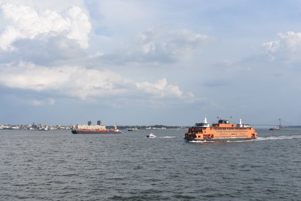 An Assortment of Boats on New York Harbor thumbnail