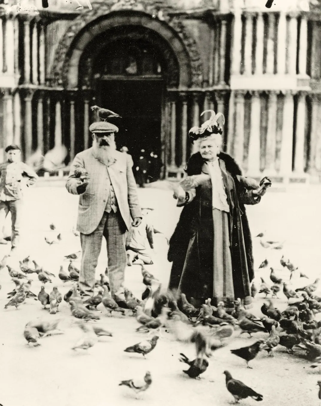 Claude Monet and his wife, Alice, in Piazza San Marco, Venice, October 1908