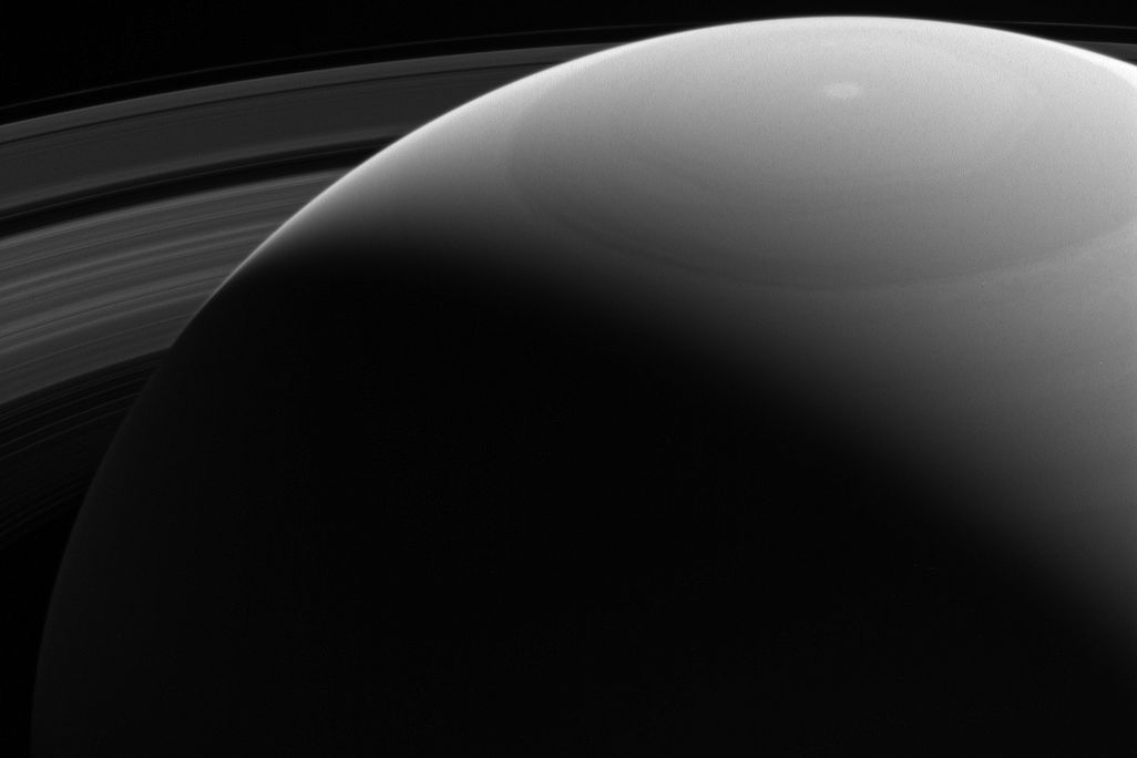 Peeking over saturn