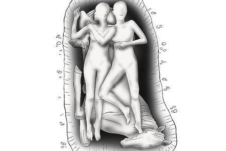 This artistic reconstruction shows how the two women and the horse may have originally been placed.