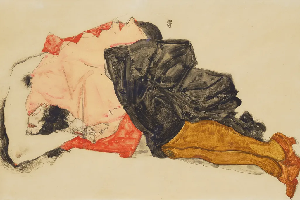 “Woman Hiding Her Face” by Egon Schiele