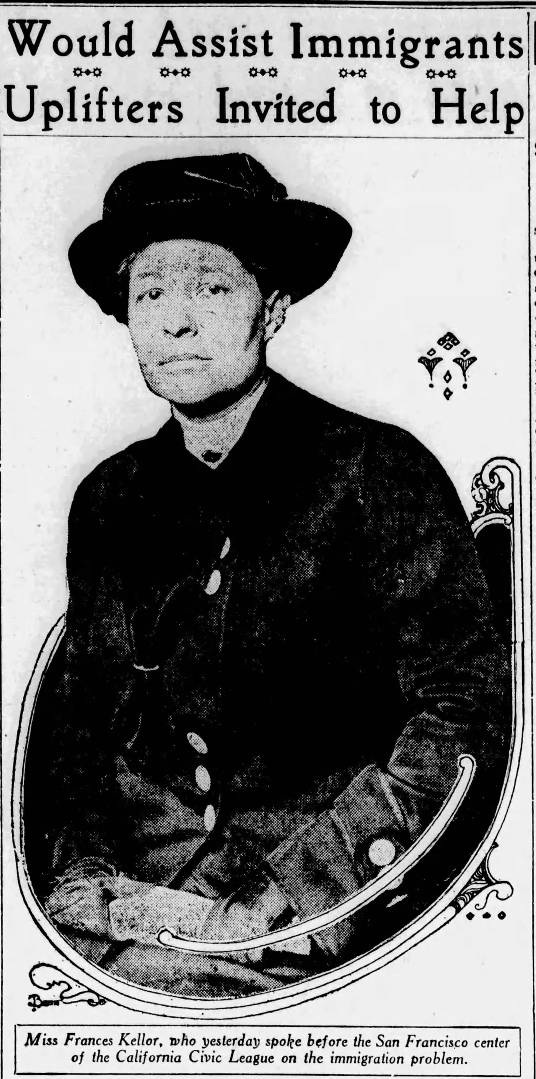 A 1913 newspaper photo of Kellor