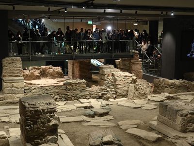 Thessaloniki&#39;s Venizelou subway station contains the ruins of a Roman-era thoroughfare.