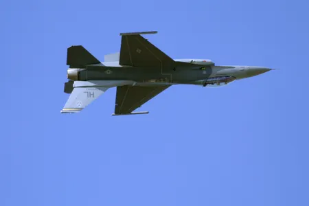 An F-16 goes belly-up.