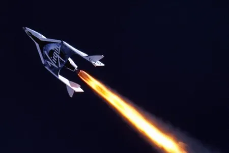 Virgin Galactic’s SpaceShipTwo during yesterday’s test.