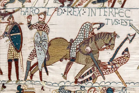 The death of King Harold at the Battle of Hastings depicted on the&nbsp;Bayeux Tapestry