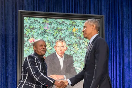 Both Kehinde Wiley and Obama said they were struck by parallels in their life stories. “Both of us had American mothers who raised us, with extraordinary love and support,” Obama said. 