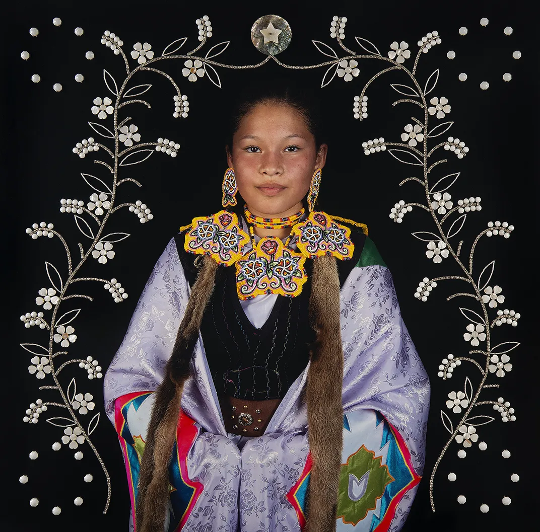 Tom Jones, Elizah Leonard (from the series Strong Unrelenting Spirits), 2019, inkjet print with beads, rhinestones and shells