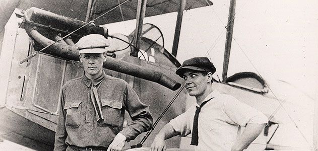 Charles Lindbergh (left) and Harlan Gurney