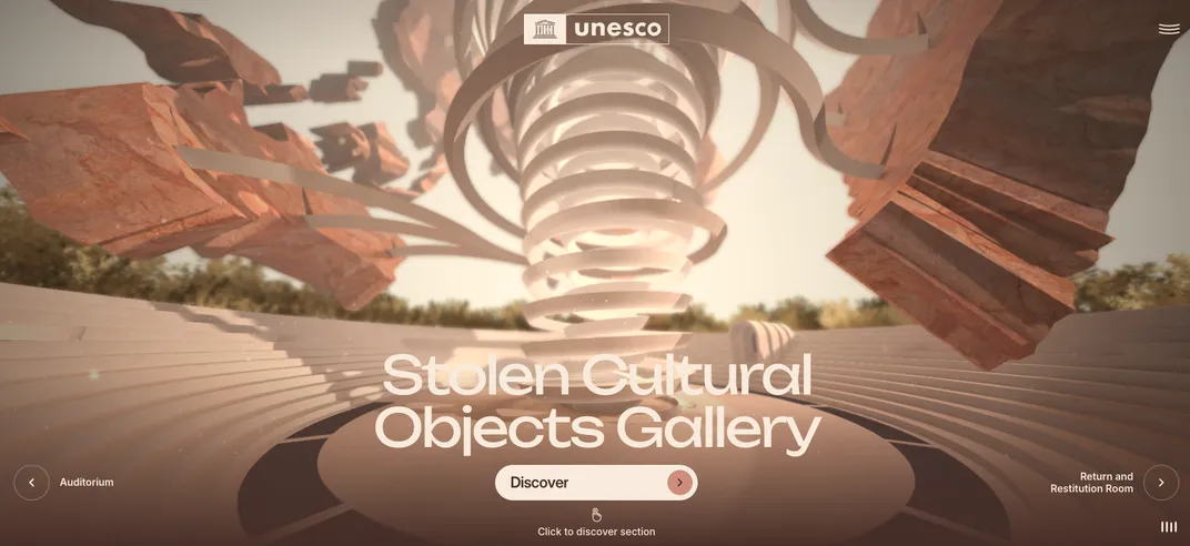 Screenshot from Virtual Museum of Stolen Cultural Objects