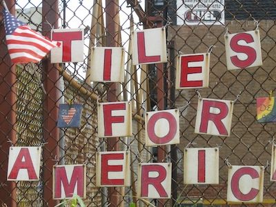 "Tiles for America" is located at the corner of 7th and Greenwich Avenues in New York City