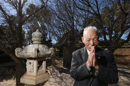 A 2014 photo of Teruo Murakami, the last survivor of the Cowra breakout. He died in 2023 at 103.