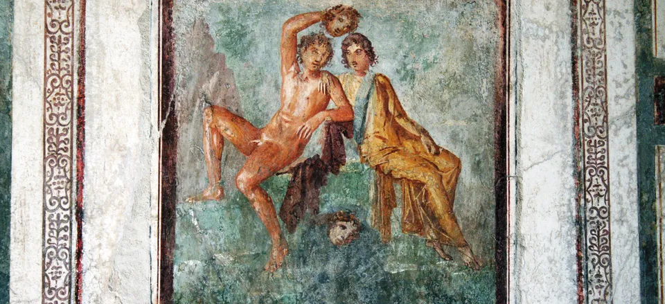  Fresco reflecting the theater, found in Pompeii 