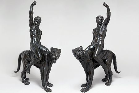 The Rothschild bronzes depict two muscular men riding astride panthers