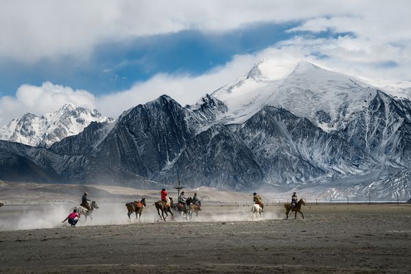 Kyrgyz activity at foot of mountain thumbnail